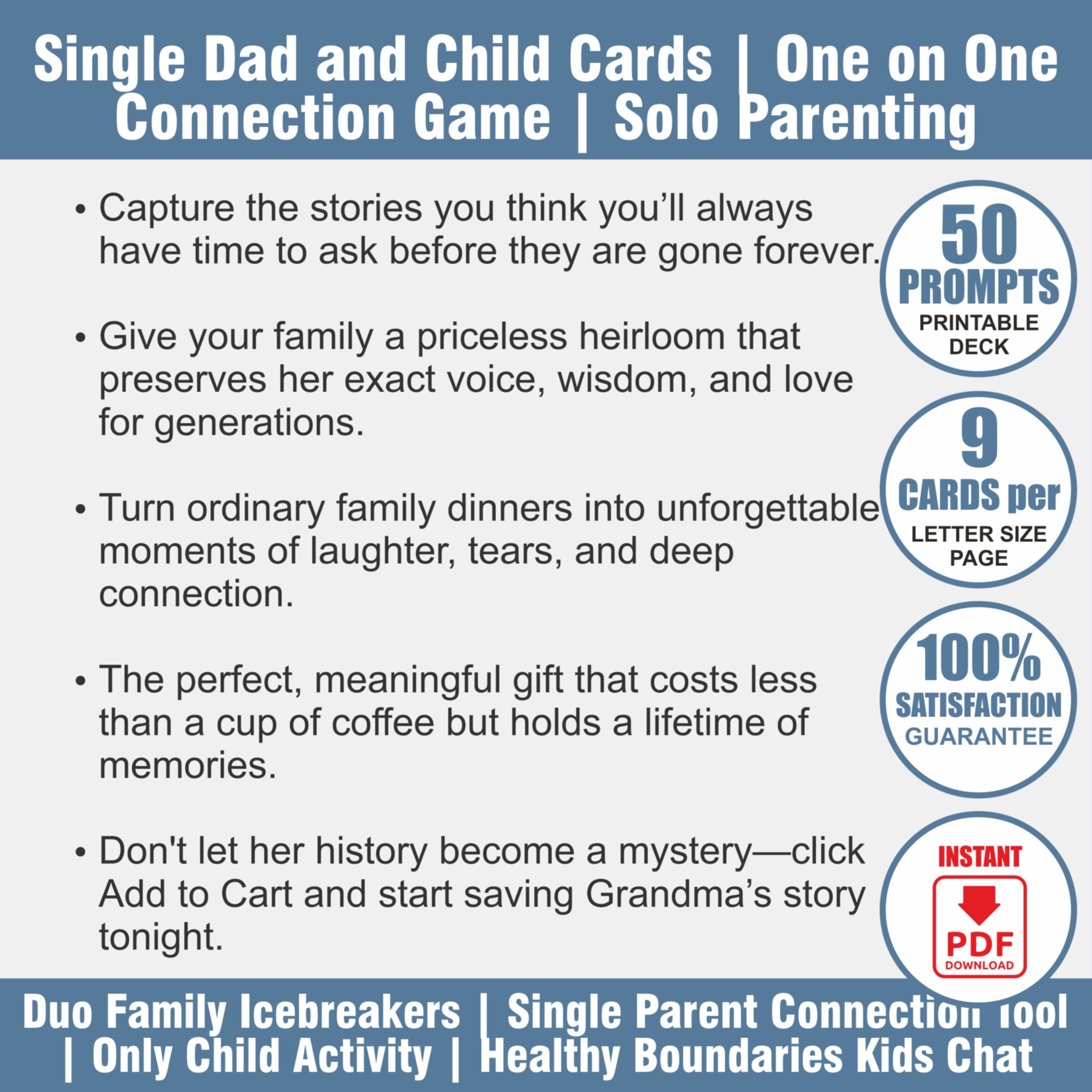 Solo Parent & Only Child Deck | Single Mom Bonding Cards | One on One Conversation Starters - View 2